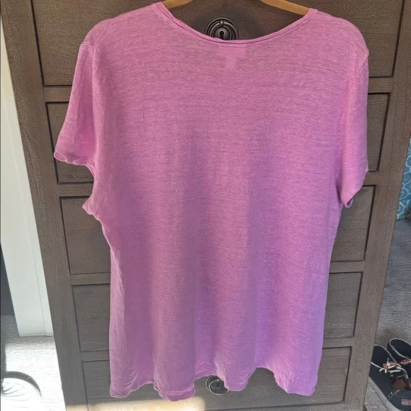J. Jill Love Linen T Shirt Top Womens XL Pink Short Sleeve 100% Linen Lagenlook - Picture 2 of 10